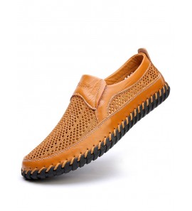Men Mesh Breathable Non Slip Hand Stitching Casual Slip On Shoes