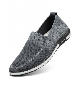 Men Knitted Fabric Breathable Slip On Casual Walking Driving Flats