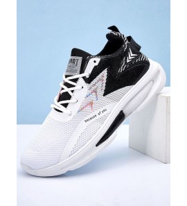 Men Knitted Fabric Breathable Lightweight Lace Up Sport Running Sneakers