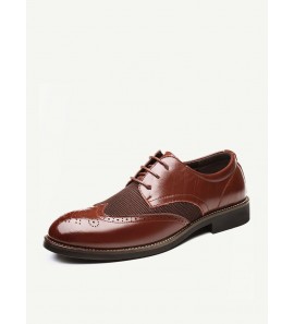 Large Size Men Brogue Carved Leather Splicing Formal Oxfords