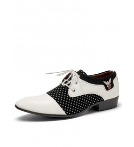 Men Vintage Color Blocking Pointed Toe Business Casual Dress Shoes