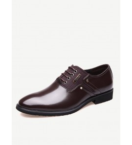 Men Stylish Leather Splicing Lace Up Business Formal Dress Shoes