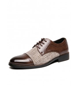 Men Stylish Brogue Cap Toe Derby Shoes Lace Business Formal Dress Shoes